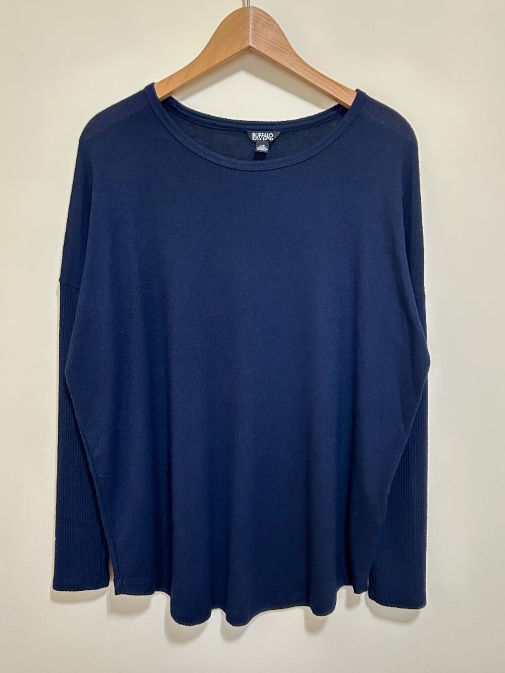 Buffalo Relaxed Pullover Knit Top Dark Blue Womens Size L